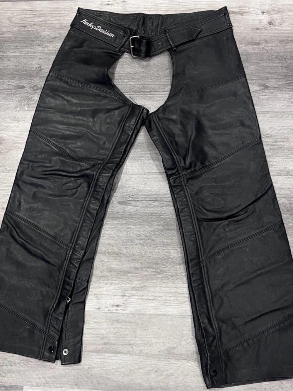 Harley-Davidson Black Leather Motorcycle Chaps